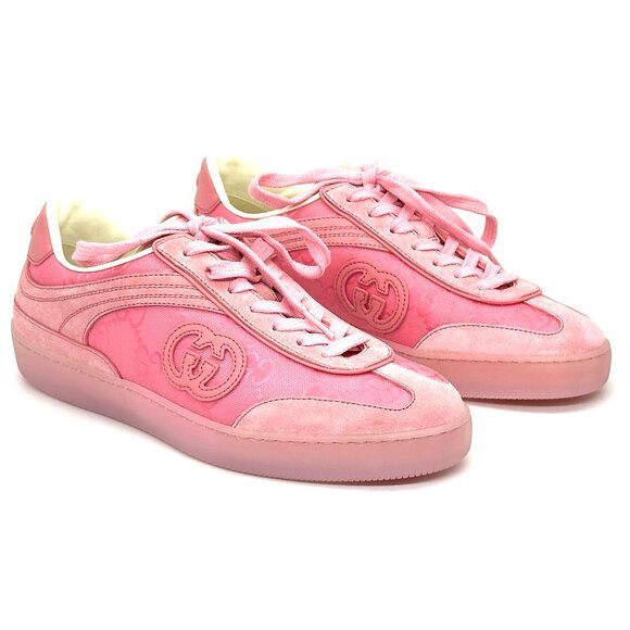 Gucci G74 Embossed GG Logo Sweet Canvas Suede Trainers Sneakers Flat Shoes - Picture 9 of 16